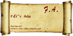 Für Ada névjegykártya
